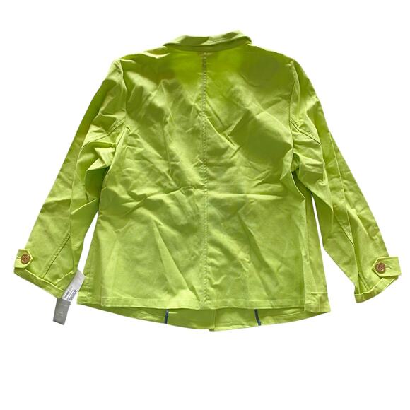 Charter Club : NEW $99 Textured Lime Green Hidden Meadow Gold Button Jacket : 1X - Picture 16 of 16